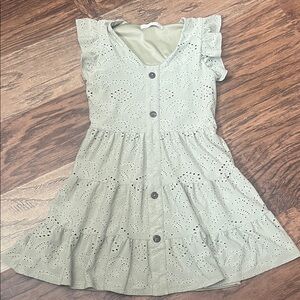 Popular 21 Girls' Green Eyelet Button-Down Dress, M(10-12), good condition